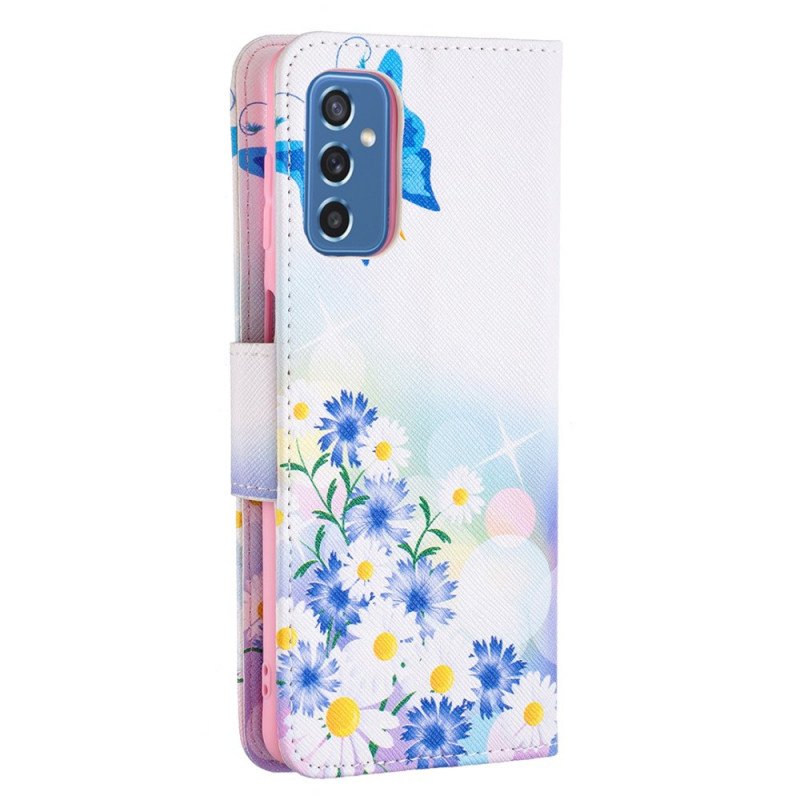 Fodral Samsung Galaxy M52 5G Fjäril Och Blommor