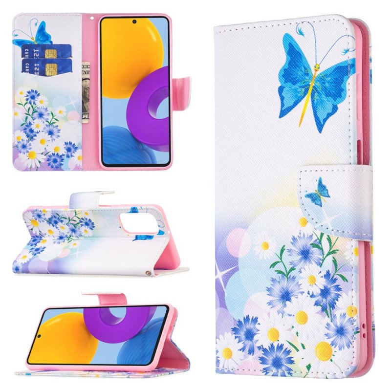 Fodral Samsung Galaxy M52 5G Fjäril Och Blommor