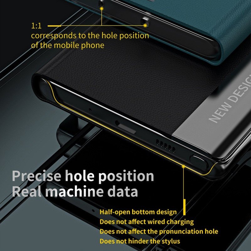 Folio-fodral iPhone 14 Läderfodral Ny Design