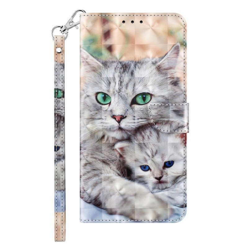 Folio-fodral iPhone 14 Med Kedjar Endast Thong Cats