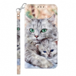 Folio-fodral iPhone 14 Med Kedjar Endast Thong Cats