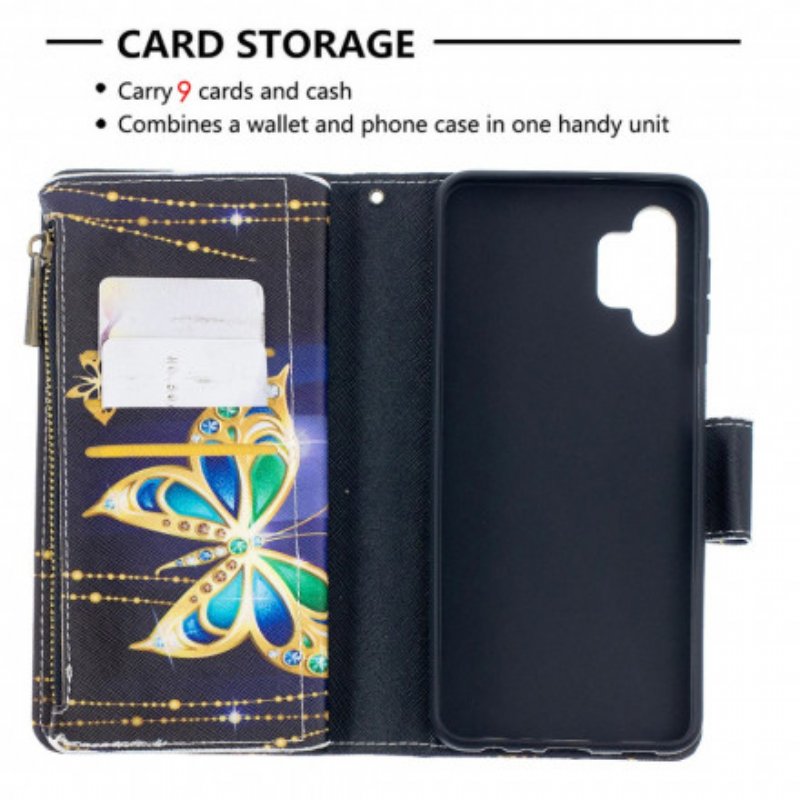 Fodral Samsung Galaxy A32 5G Butterflies Art Dragkedja