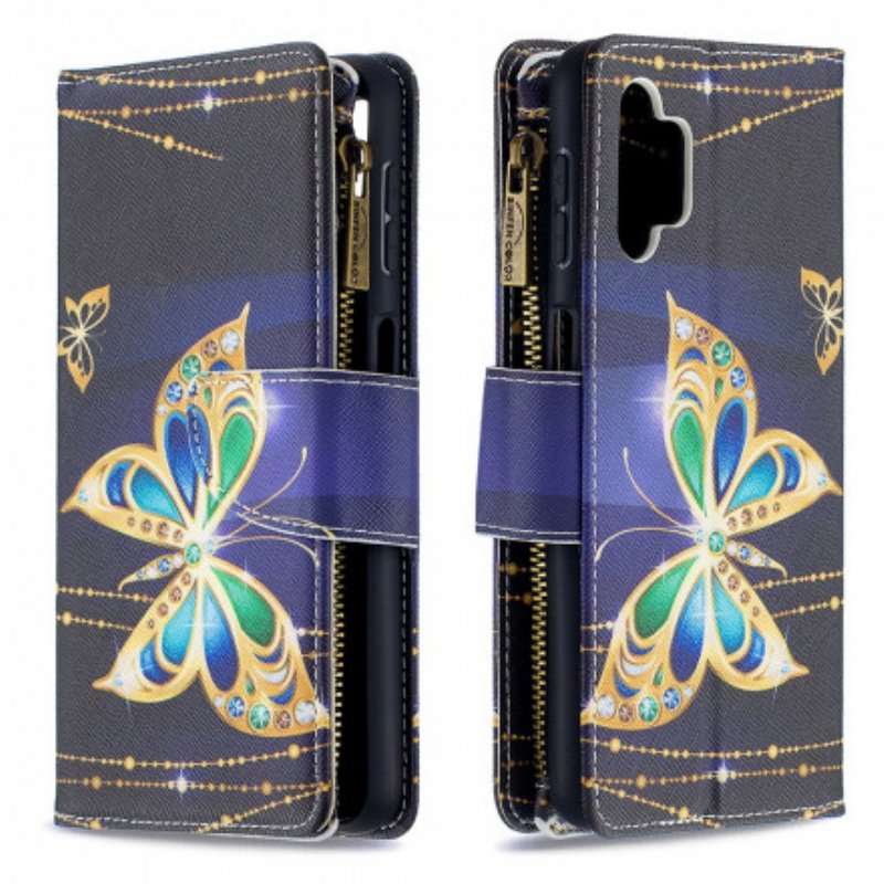 Fodral Samsung Galaxy A32 5G Butterflies Art Dragkedja