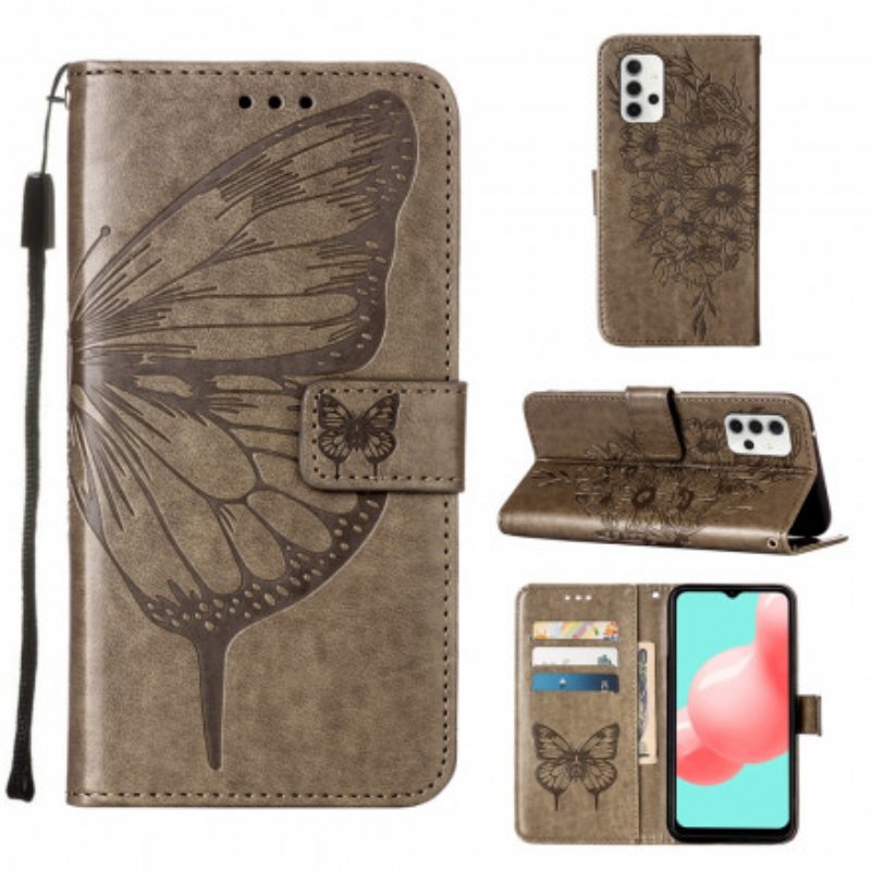 Fodral Samsung Galaxy A32 5G Butterfly Design Med Lanyard