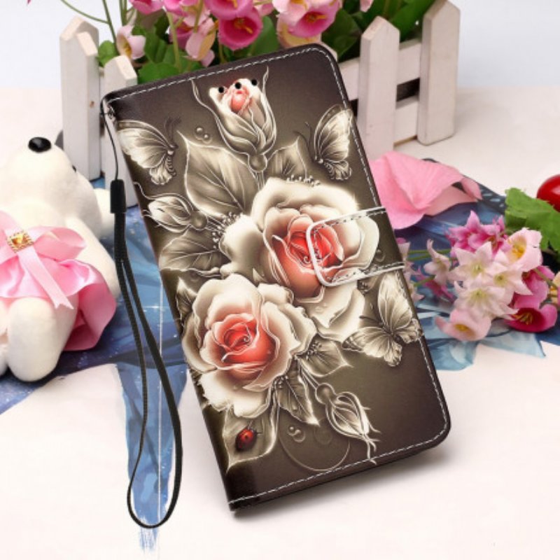 Folio-fodral Samsung Galaxy A32 5G Gyllene Rosor