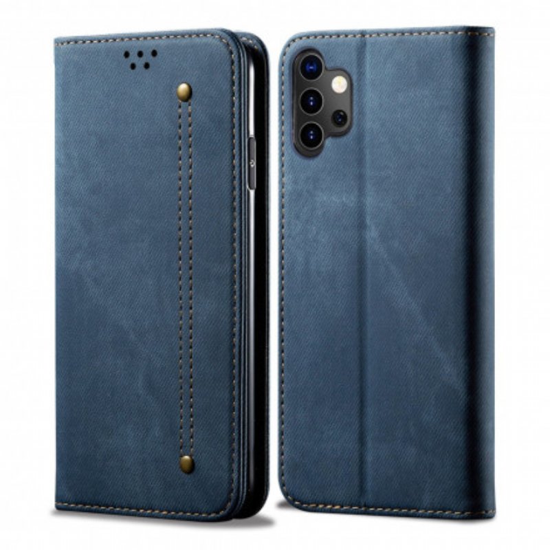 Folio-fodral Samsung Galaxy A32 5G Läderfodral Denim Tyg