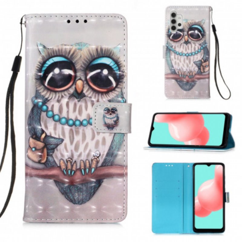 Folio-fodral Samsung Galaxy A32 5G Med Kedjar Miss Owl Med Rem