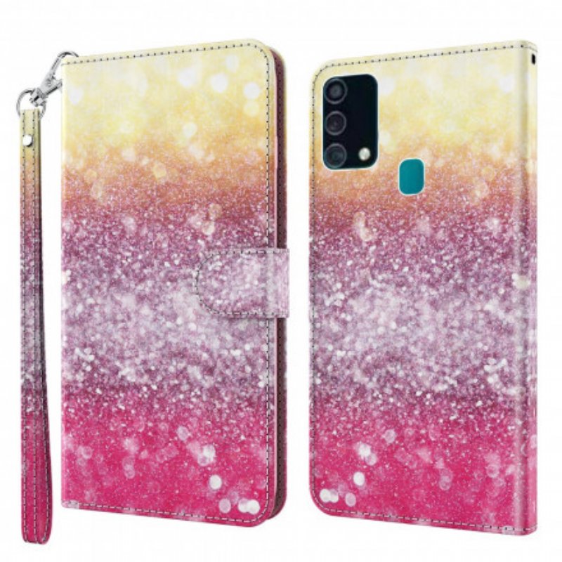 Läderfodral Samsung Galaxy A32 5G Light Spot Glitter Magenta