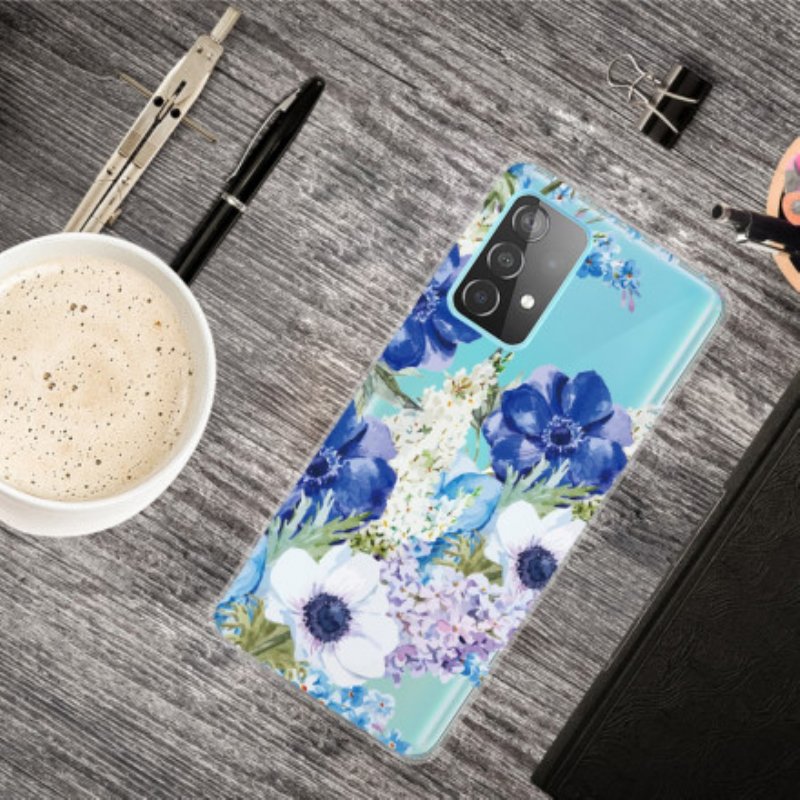 Skal Samsung Galaxy A32 5G Akvarell Blå Blommor