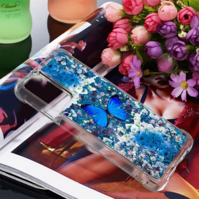 Skal Samsung Galaxy A32 5G Glitter Blå Fjärilar