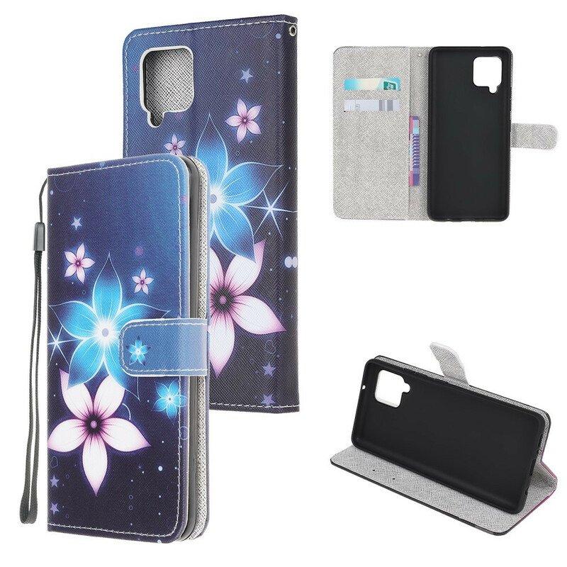 Fodral Samsung Galaxy M12 / A12 Med Kedjar Lunar Strap Blommor