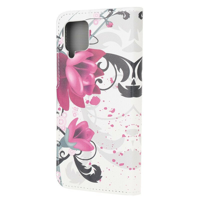 Fodral Samsung Galaxy M12 / A12 Tropiska Blommor