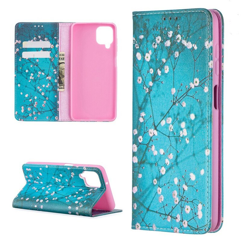 Folio-fodral Samsung Galaxy M12 / A12 Läderfodral Blommande Grenar