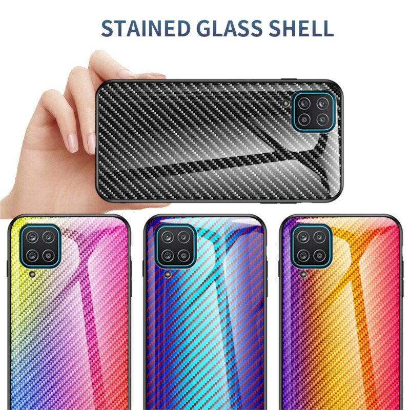 Mobilskal Samsung Galaxy M12 / A12 Kolfiberhärdat Glas