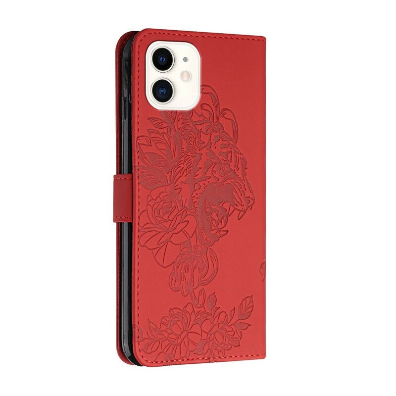 Folio-fodral iPhone 12 / 12 Pro Med Kedjar Barock Strappy Tiger