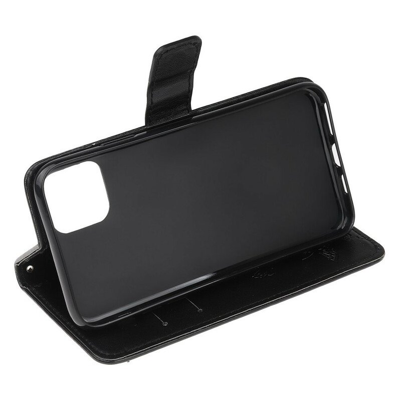 Folio-fodral iPhone 12 / 12 Pro Med Kedjar Strappy Blommig