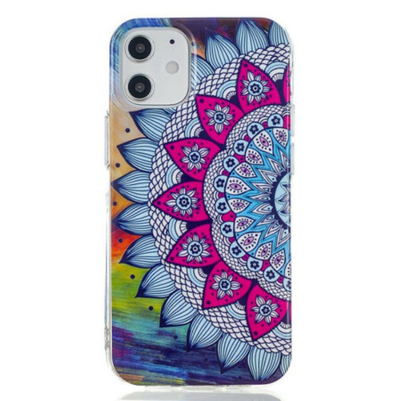 Mobilskal iPhone 12 / 12 Pro Fluorescerande Färgglada Mandala