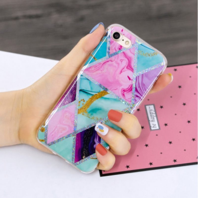 Skal iPhone SE 3 / SE 2 / 8 / 7 Glitter Design Marmor