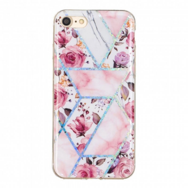 Skal iPhone SE 3 / SE 2 / 8 / 7 Glitter Designblommor