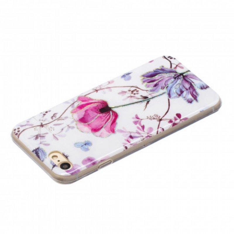 Skal iPhone SE 3 / SE 2 / 8 / 7 Glitter Designblommor