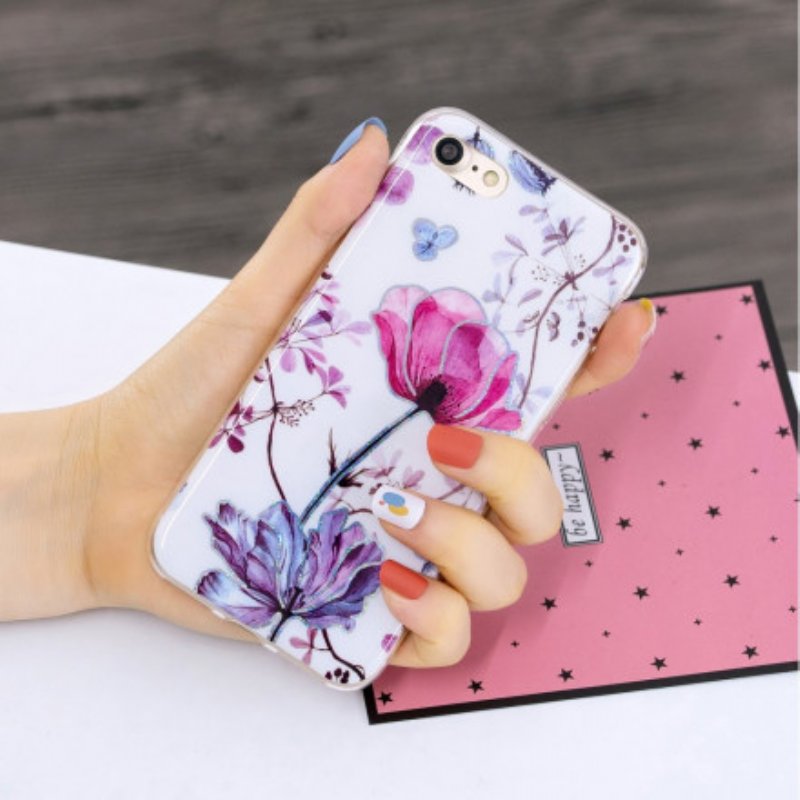 Skal iPhone SE 3 / SE 2 / 8 / 7 Glitter Designblommor