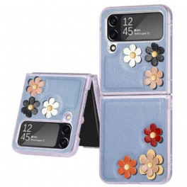 Folio-fodral Mobilskal Samsung Galaxy Z Flip 4 Läderfodral Faux Läder Blommor