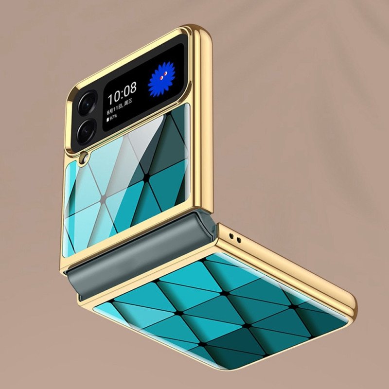 Folio-fodral Mobilskal Samsung Galaxy Z Flip 4 Läderfodral Gkk Abstrakt Härdat Glas