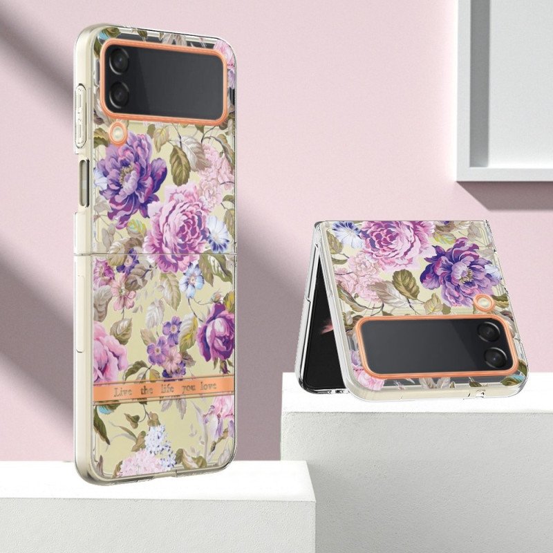 Folio-fodral Skal Samsung Galaxy Z Flip 4 Läderfodral Blommig