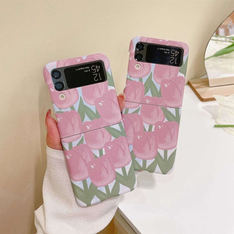 Folio-fodral Skal Samsung Galaxy Z Flip 4 Läderfodral Blommor