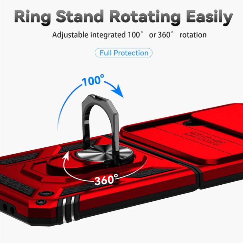 Folio-fodral Skal Samsung Galaxy Z Flip 4 Läderfodral Premium Ring / Linsskydd