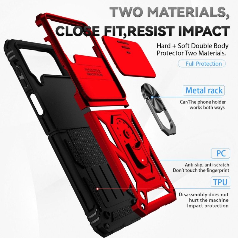 Folio-fodral Skal Samsung Galaxy Z Flip 4 Läderfodral Premium Ring / Linsskydd