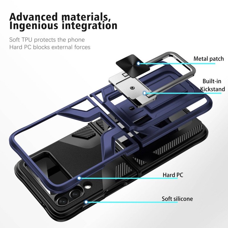 Folio-fodral Skal Samsung Galaxy Z Flip 4 Läderfodral Ring-support