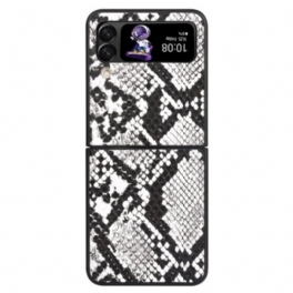 Folio-fodral Skal Samsung Galaxy Z Flip 4 Läderfodral Snake Skin Effekt