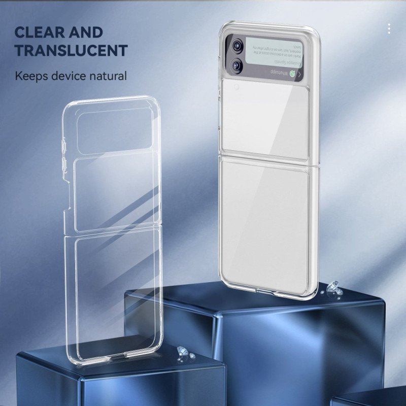 Folio-fodral Skal Samsung Galaxy Z Flip 4 Läderfodral Transparent Anti-gulning