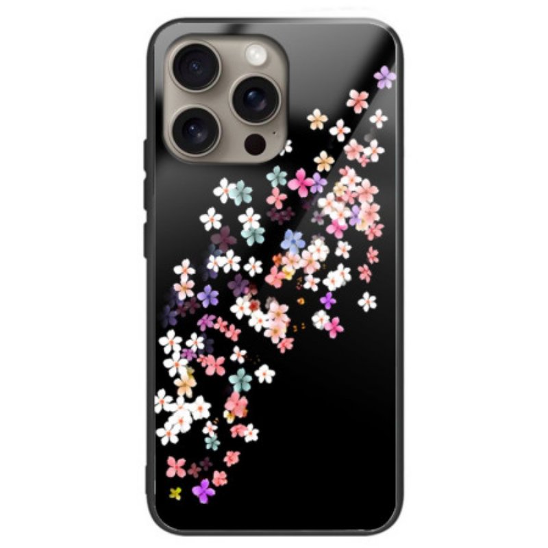 Skal iPhone 16 Pro Max Telefonfodral Blommigt Regn Härdat Glas