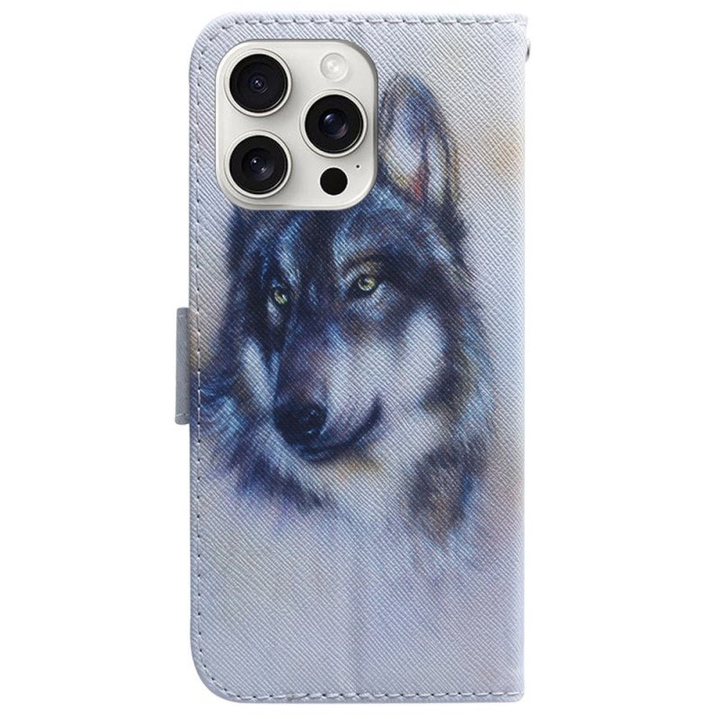 Skyddsfodral iPhone 16 Pro Max Wolf Akvarell