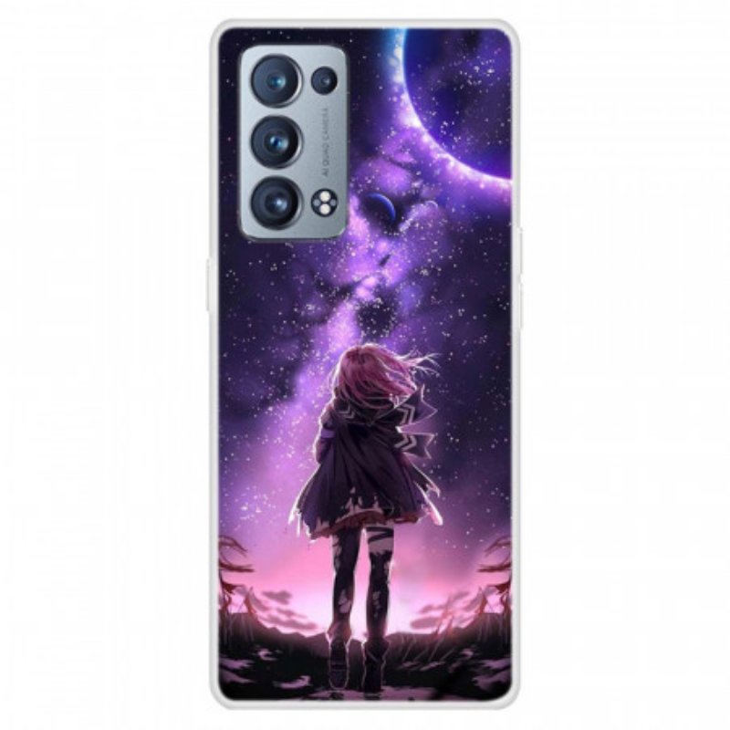 Mobilskal Oppo Reno 6 Pro 5G Violett Måne