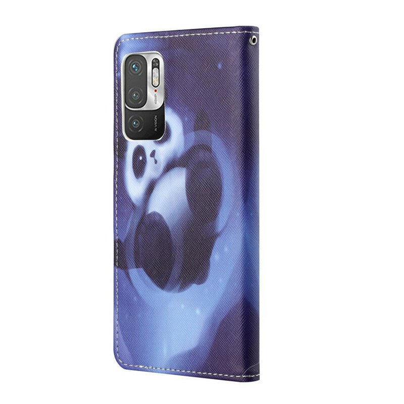 Fodral Xiaomi Redmi Note 10 5G Med Kedjar Panda Space Med Lanyard