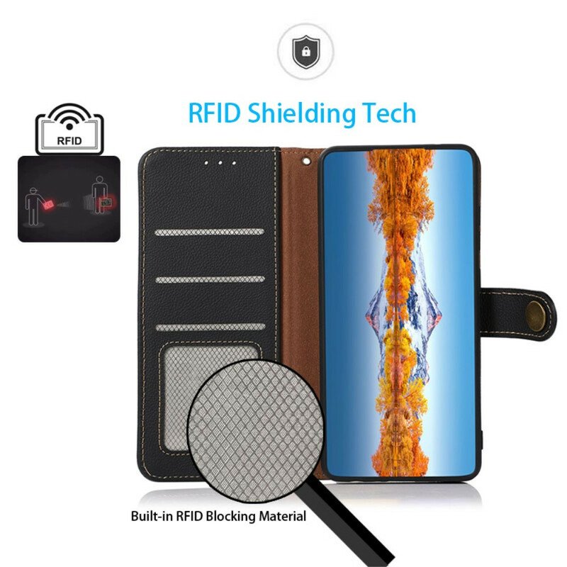 Folio-fodral Xiaomi Redmi Note 10 5G Khazneh Rfid Äkta Läder