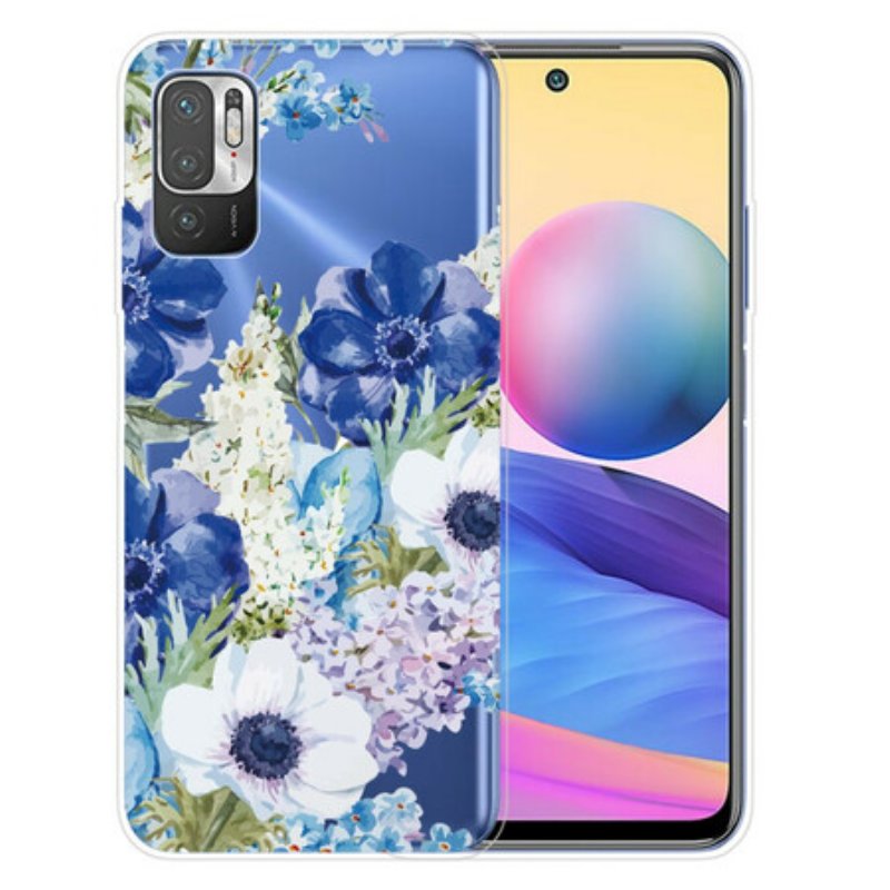 Mobilskal Xiaomi Redmi Note 10 5G Akvarell Blå Blommor