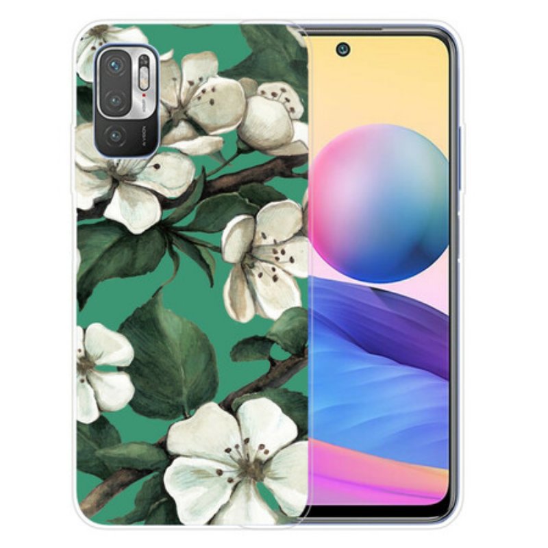 Mobilskal Xiaomi Redmi Note 10 5G Målade Vita Blommor