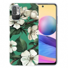 Mobilskal Xiaomi Redmi Note 10 5G Målade Vita Blommor