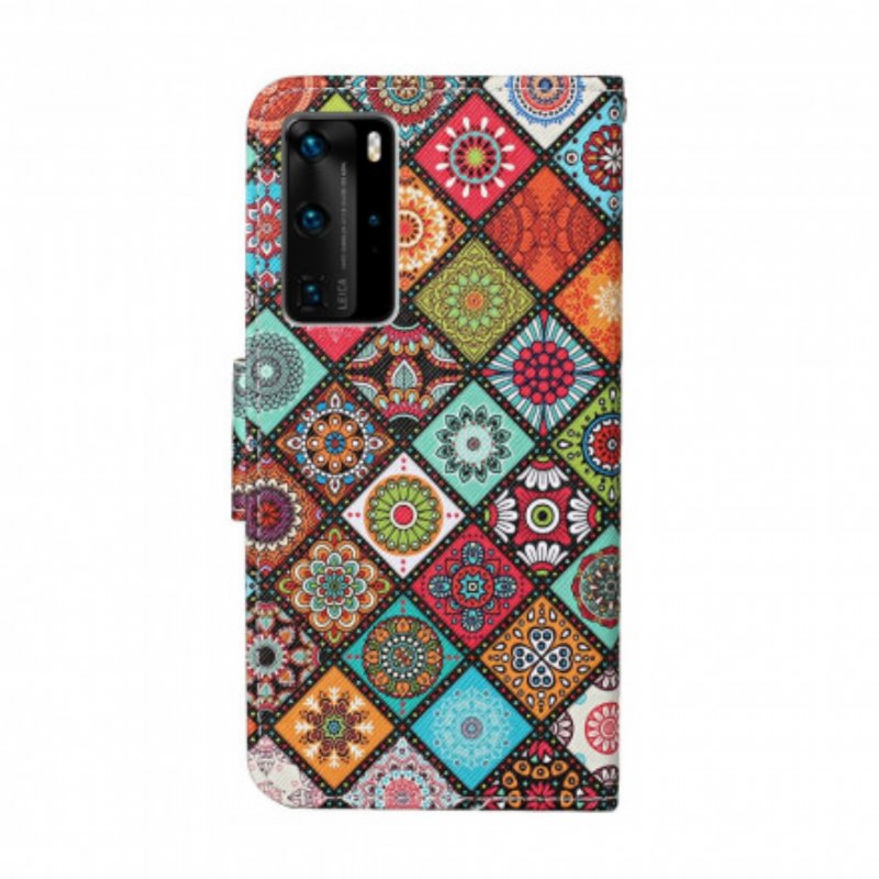 Fodral Huawei P40 Pro Patchwork-mandalas Med Linne