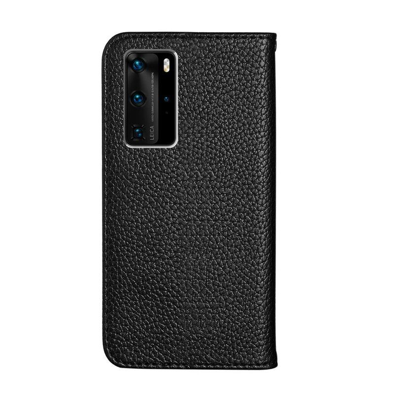 Folio-fodral Huawei P40 Pro Läderfodral Litchi Ultra Chic Konstläder