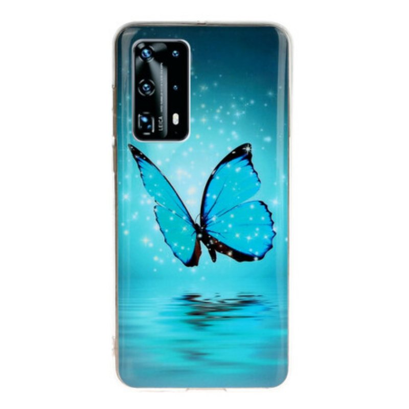 Skal Huawei P40 Pro Fluorescerande Blå Fjäril