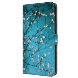 Läderfodral Samsung Galaxy A16 5g Telefonfodral Blommande Grenar