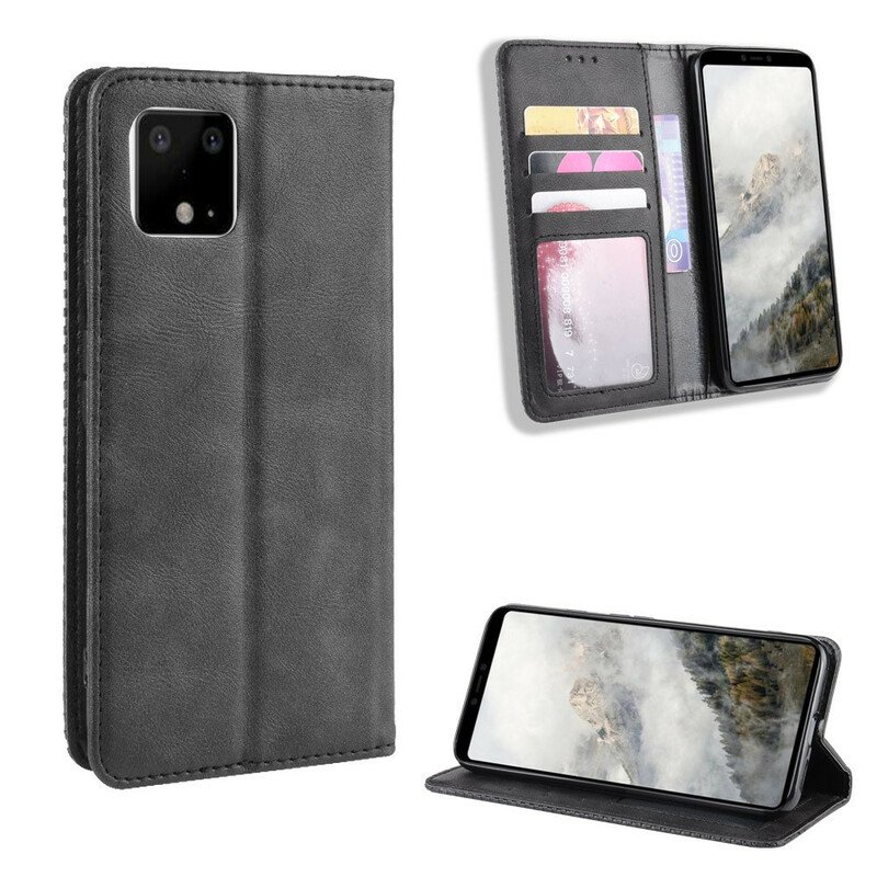 Folio-fodral Google Pixel 4 Läderfodral Stiliserad Vintage Lädereffekt