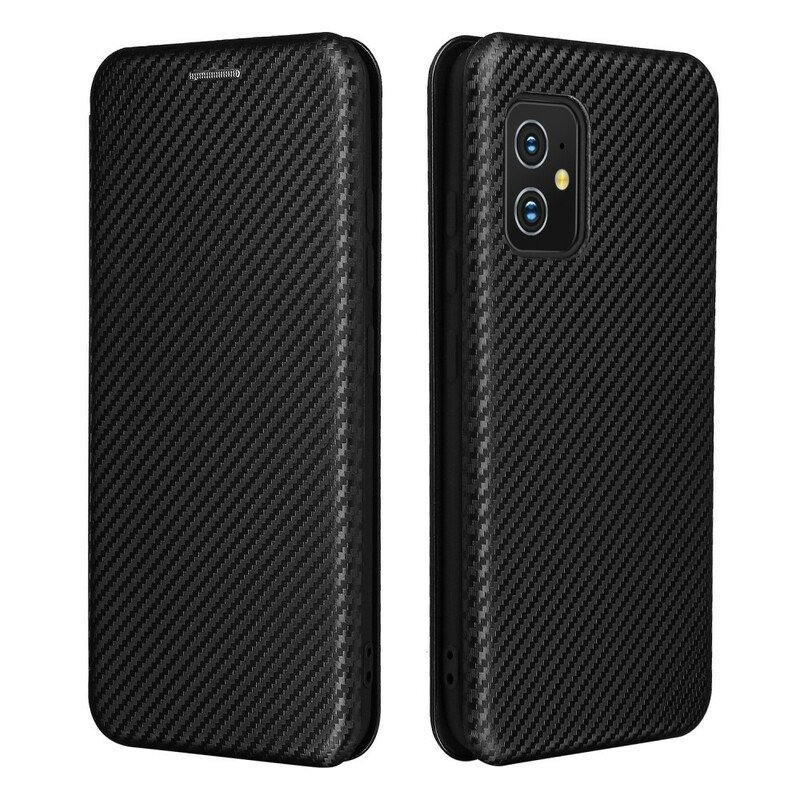 Folio-fodral Asus Zenfone 8 Läderfodral Kolfiber Med Stödring