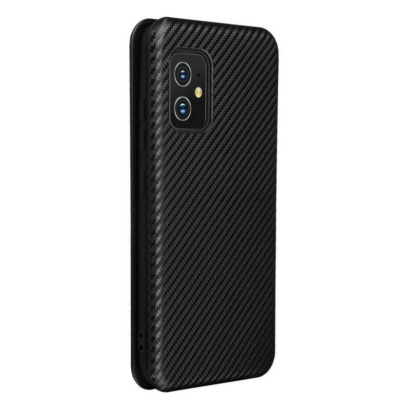 Folio-fodral Asus Zenfone 8 Läderfodral Kolfiber Med Stödring