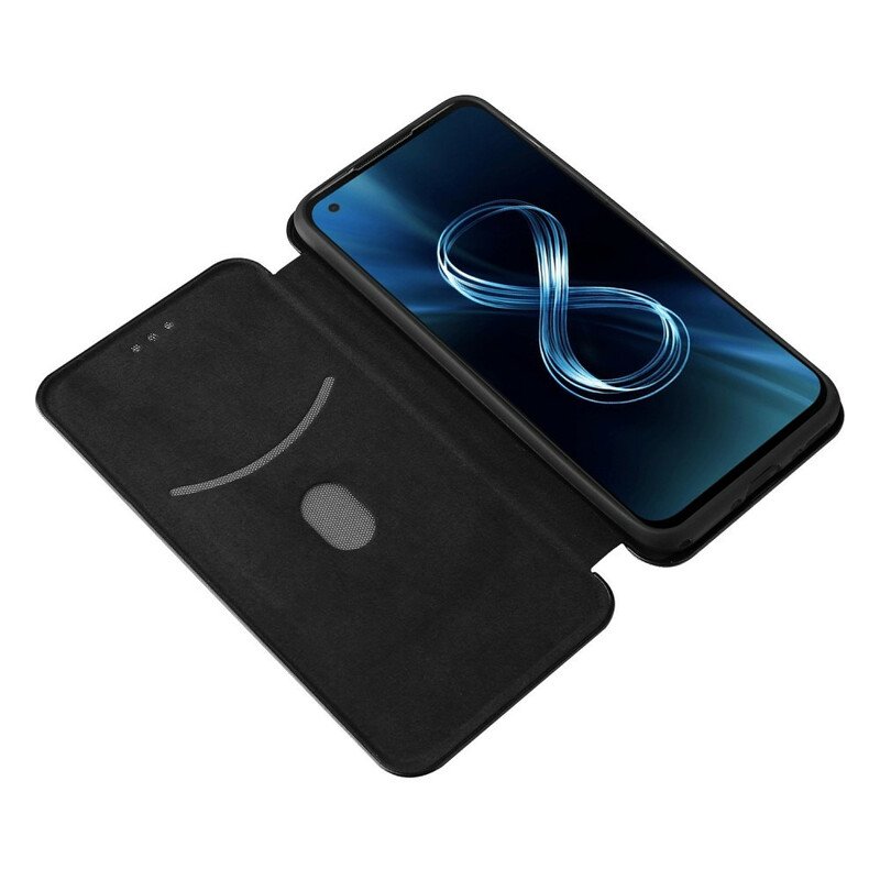 Folio-fodral Asus Zenfone 8 Läderfodral Kolfiber Med Stödring